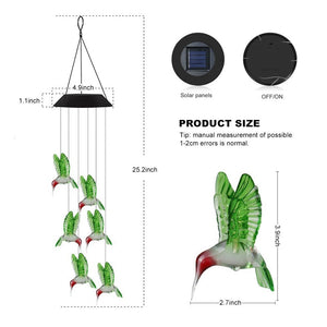 LED Solar Power Hummingbird Wind Chimes