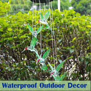 LED Solar Power Hummingbird Wind Chimes