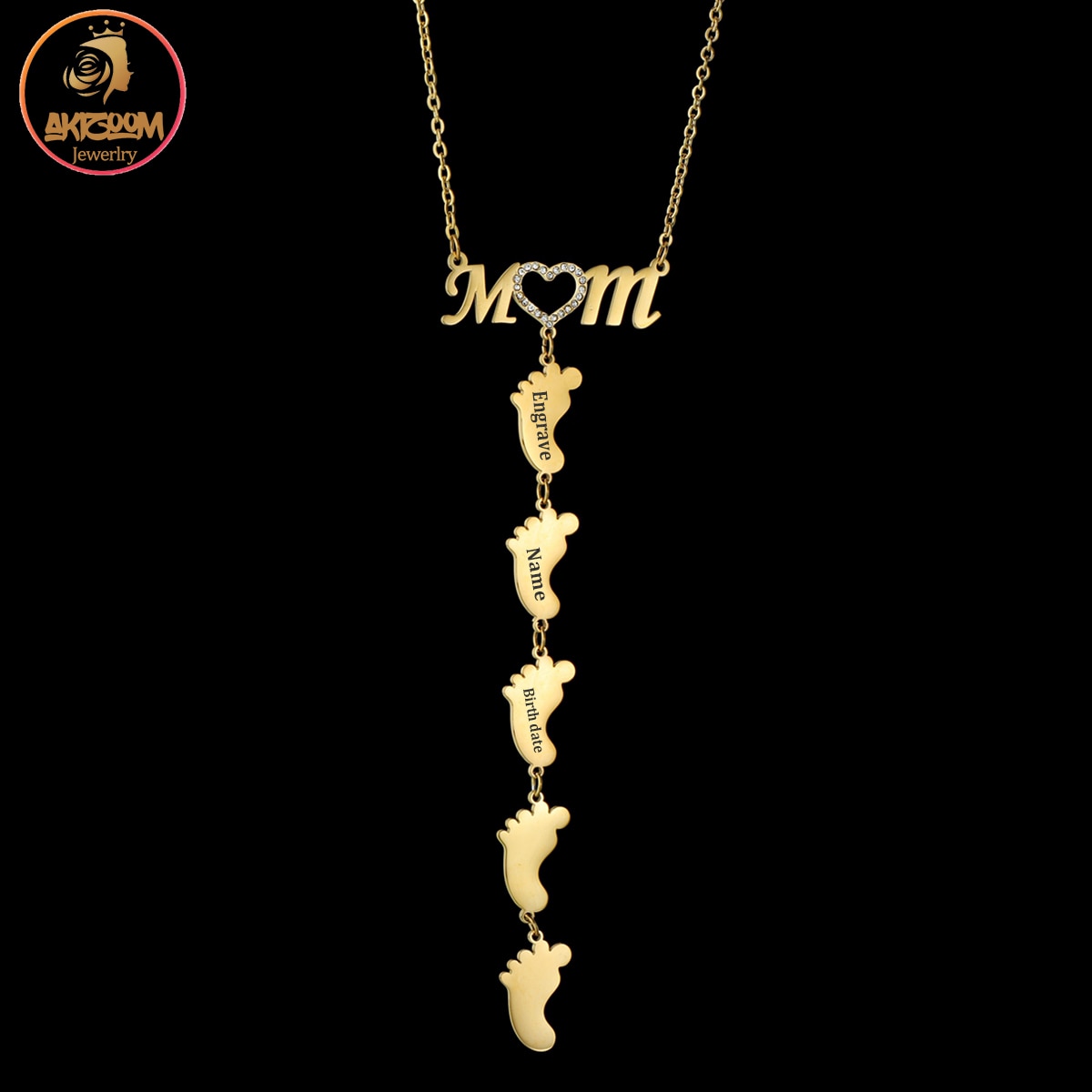 Mom Zircon Heart  Personalized Necklace